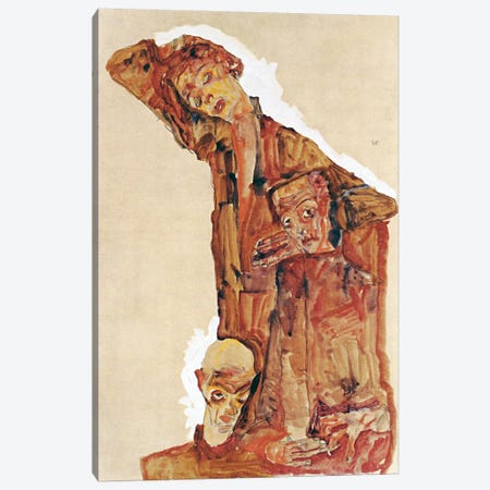 Composition With Three Male Figures Aka Self Portrait Canvas Print #8255} by Egon Schiele Canvas Art