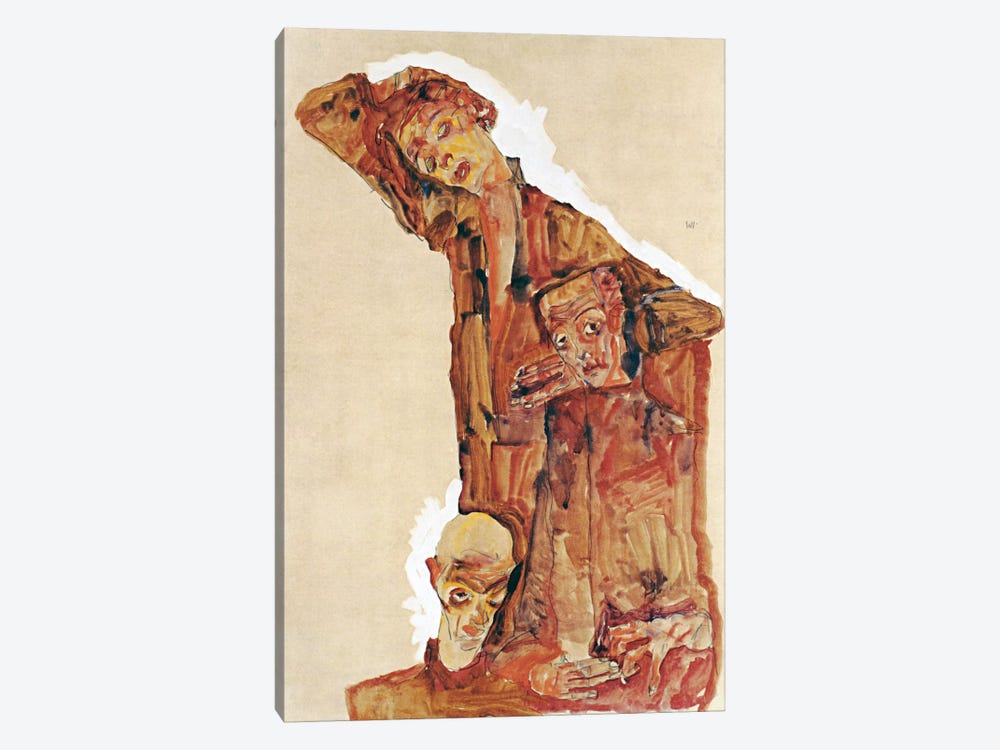 Composition With Three Male Figures Aka Self Portrait by Egon Schiele 1-piece Canvas Wall Art