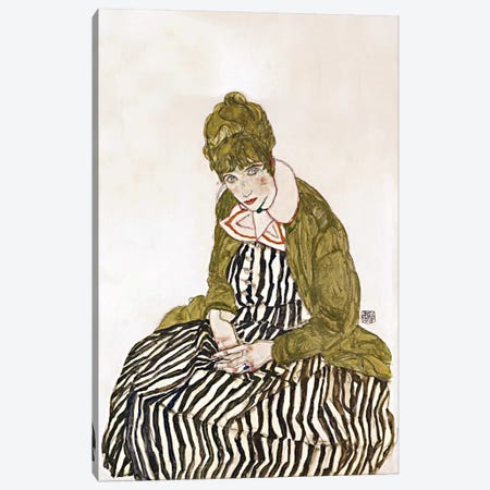 Edith Schiele, Seated Canvas Print #8256} by Egon Schiele Canvas Art