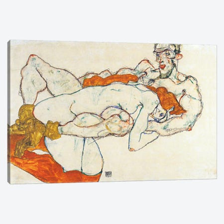 Lovers Canvas Print #8257} by Egon Schiele Canvas Art