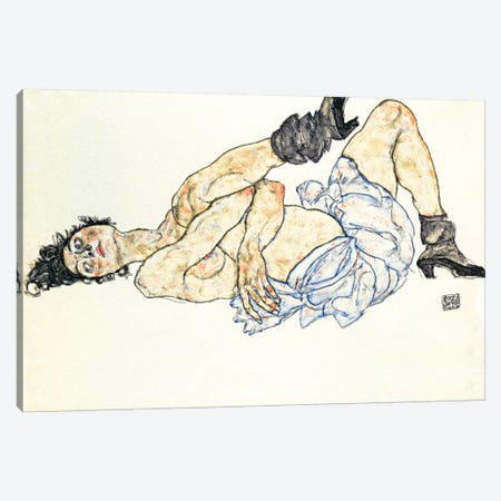 Reclining Female Nude 2 Canvas Print #8259} by Egon Schiele Art Print