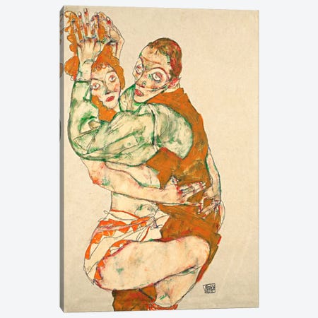 Love Making Canvas Print #8260} by Egon Schiele Canvas Artwork