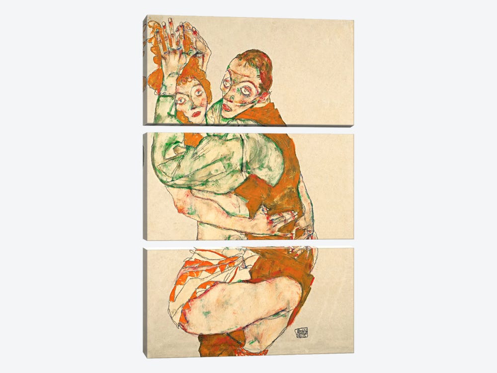 Love Making by Egon Schiele 3-piece Canvas Wall Art