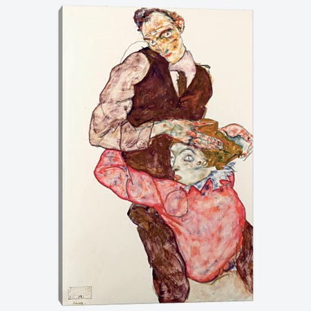Lovers Canvas Print #8261} by Egon Schiele Canvas Artwork