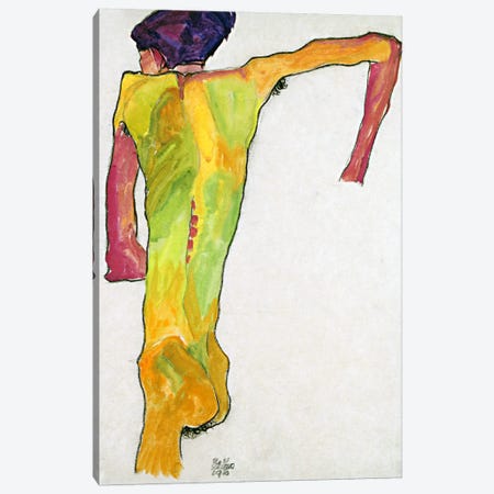 Male Nude Propping Himself Up Canvas Print #8263} by Egon Schiele Canvas Wall Art