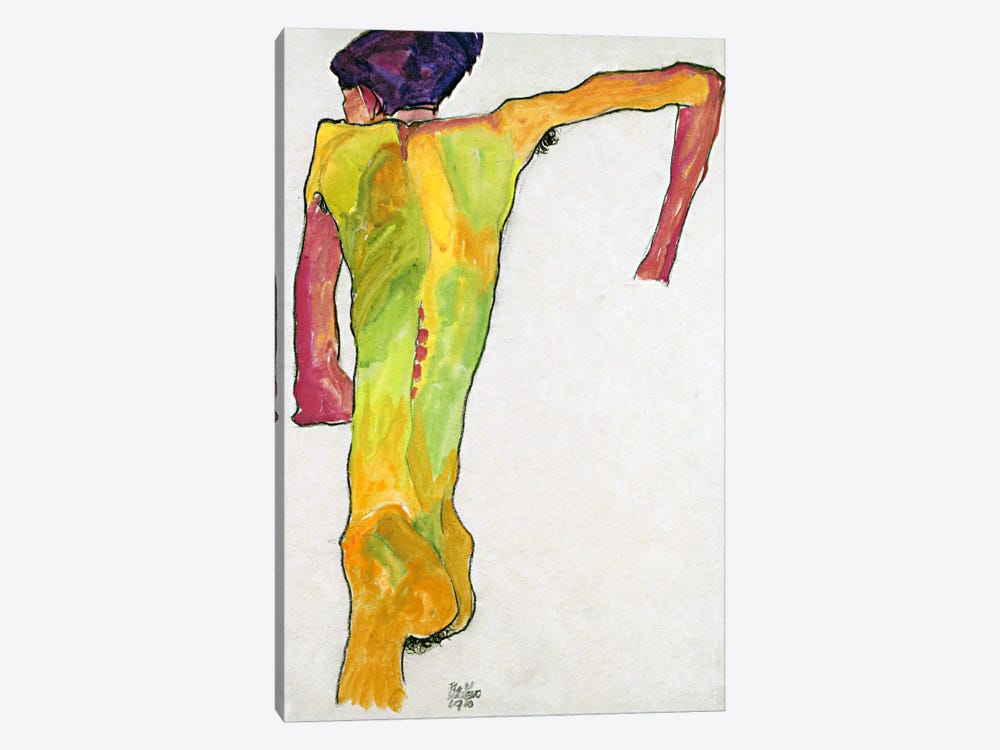Male Nude Propping Himself Up by Egon Schiele 1-piece Canvas Print