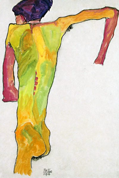 Expressionism: Male Nude Propping Himself Up by Egon Schiele