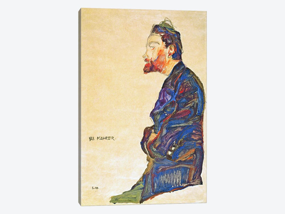 Max Kahrer in Profile by Egon Schiele 1-piece Canvas Wall Art