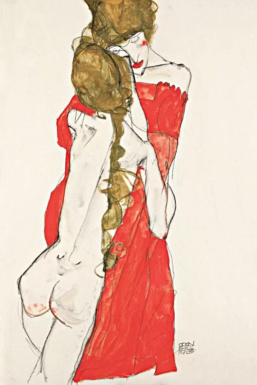 Mother & Daughter by Egon Schiele wall art