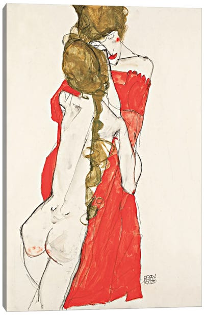 Mother & Daughter Canvas Art Print - Egon Schiele