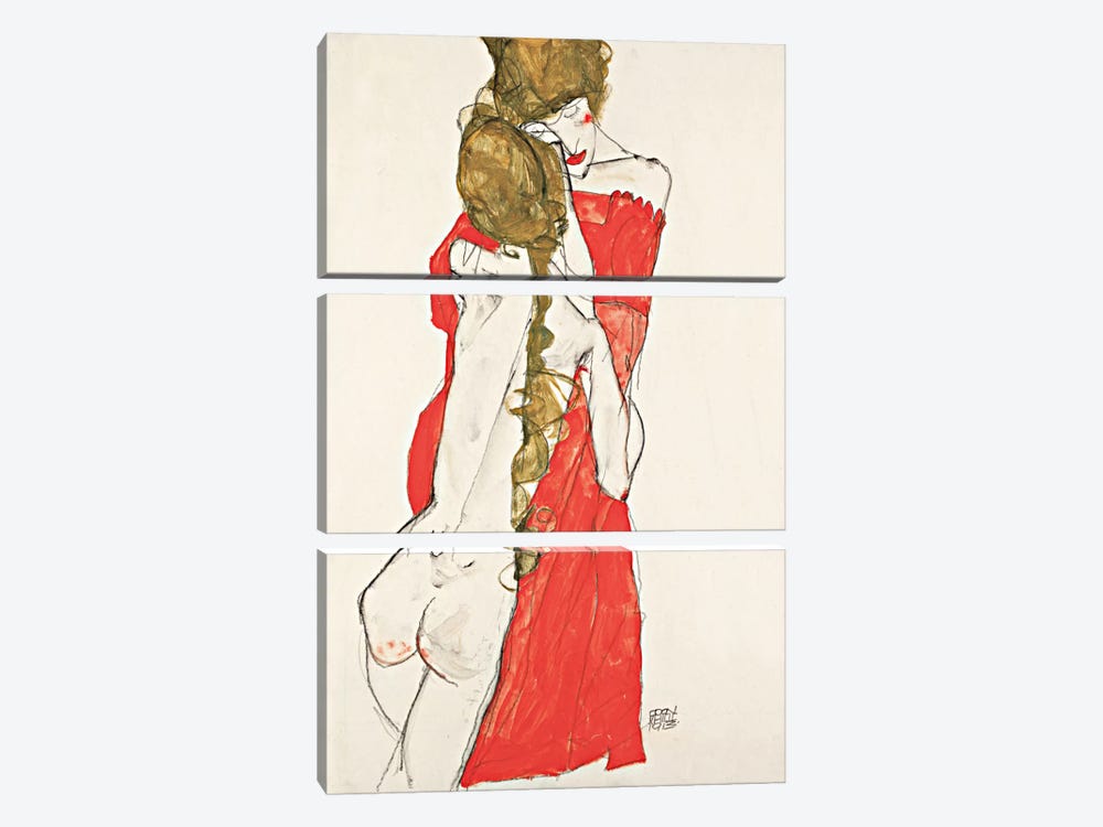 Mother & Daughter by Egon Schiele 3-piece Canvas Artwork