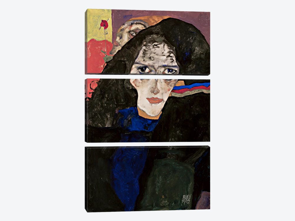 MourningWoman by Egon Schiele 3-piece Canvas Print