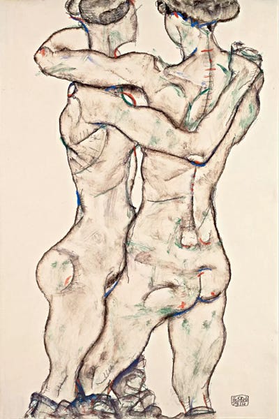 Expressionism: Naked Girls Embracing by Egon Schiele