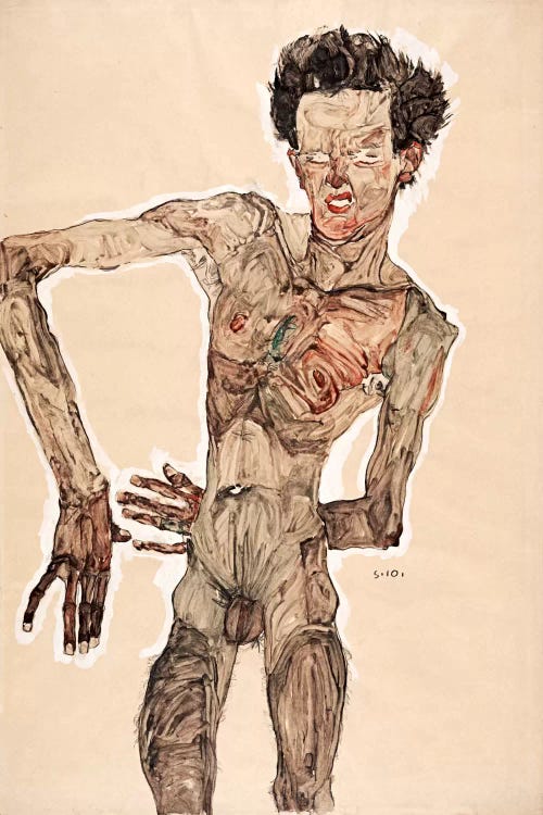 Nude Self Portrait by Egon Schiele wall art