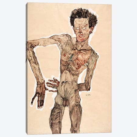 Nude Self Portrait Canvas Print #8270} by Egon Schiele Canvas Art Print