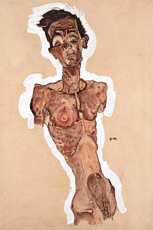 Nude Self-Portrait by Egon Schiele wall art