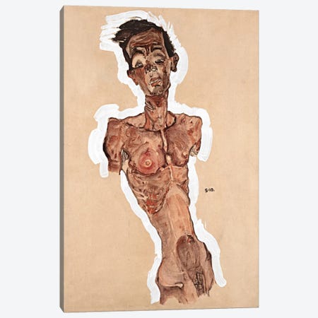 Nude Self-Portrait Canvas Print #8271} by Egon Schiele Art Print