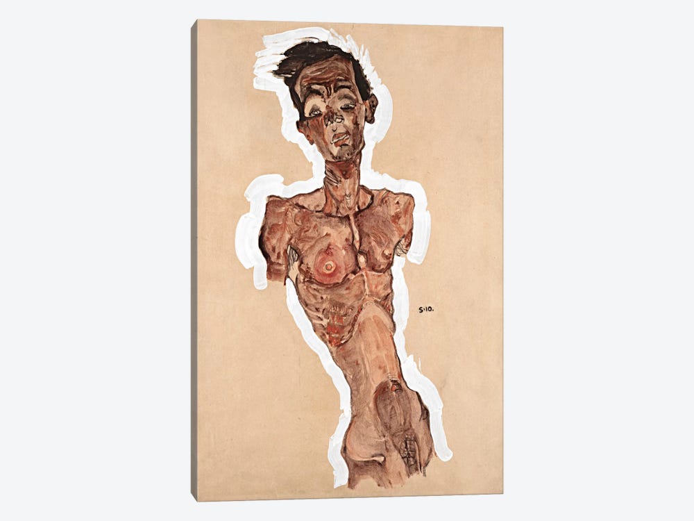Nude Self-Portrait by Egon Schiele 1-piece Canvas Artwork