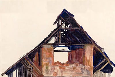 Old Gable by Egon Schiele framed canvas print