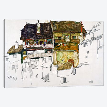 Old Houses in Krumau Canvas Print #8273} by Egon Schiele Art Print