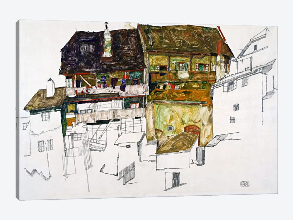 Old Houses in Krumau by Egon Schiele 1-piece Canvas Art