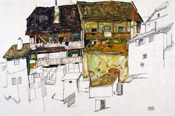 Expressionism: Old Houses in Krumau by Egon Schiele
