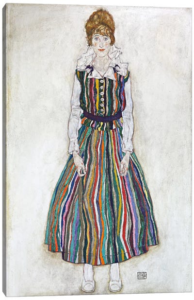 Portrait of Edith (The Artist's Wife) Canvas Art Print - Egon Schiele