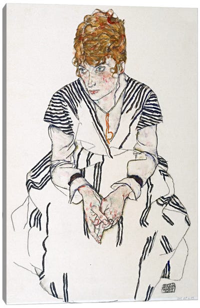 Portrait of the Artist's Sister-in-Law, Adele Harms Canvas Art Print - Egon Schiele
