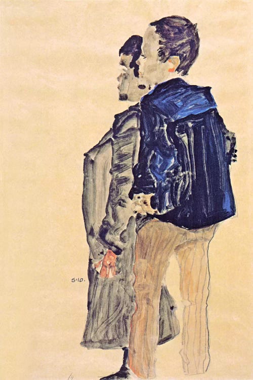 Back View of Two Boys by Egon Schiele wall art
