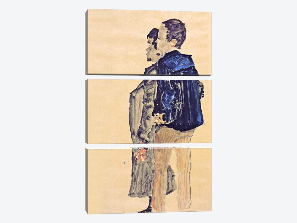 Back View of Two Boys by Egon Schiele 3-piece Canvas Art