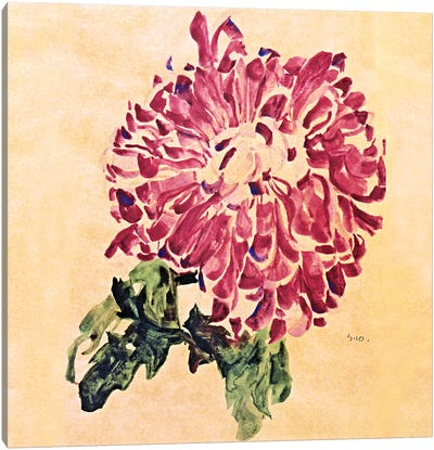 Red Chrysanthemum Canvas Art Print - Egon Schiele