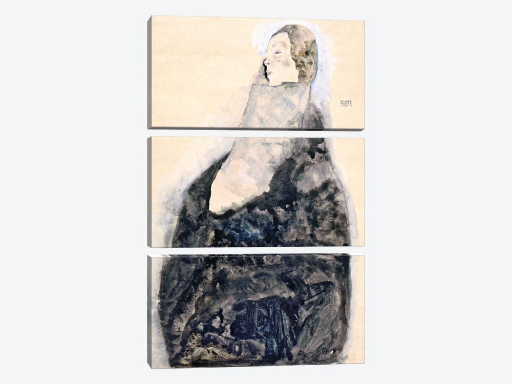Sleeping by Egon Schiele 3-piece Canvas Art Print