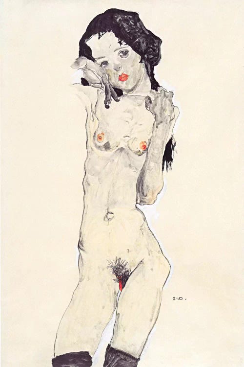 Standing Nude Young Girl by Egon Schiele wall art