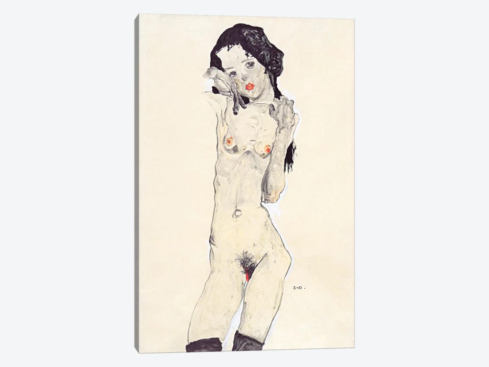 Standing Nude Young Girl by Egon Schiele 1-piece Art Print
