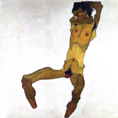 Seated Male Nude by Egon Schiele framed canvas print