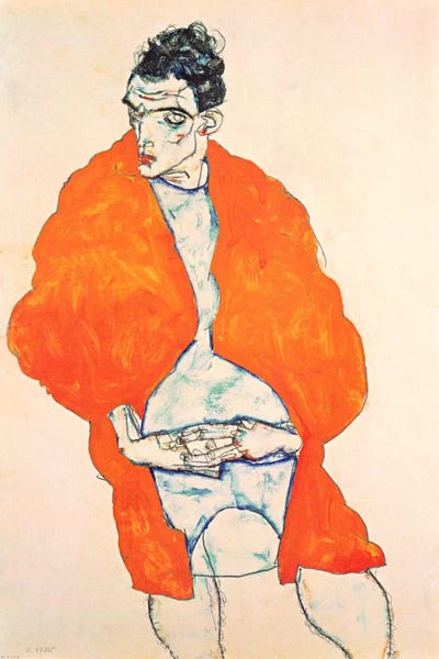 Expressionism: Self-Portrait (Man in Orange Jacket) by Egon Schiele