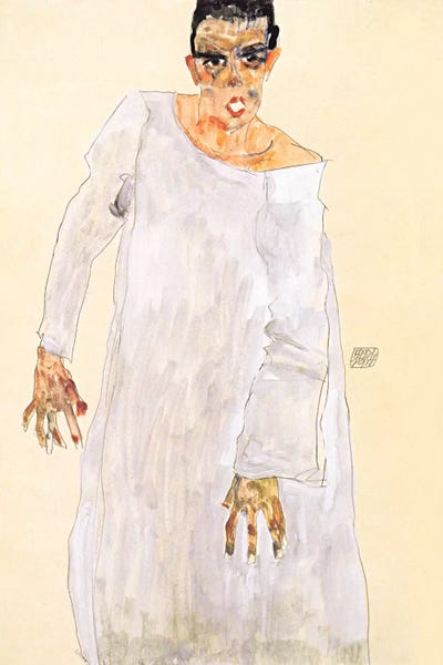 Expressionism: Self-Portrait in a White Rob by Egon Schiele