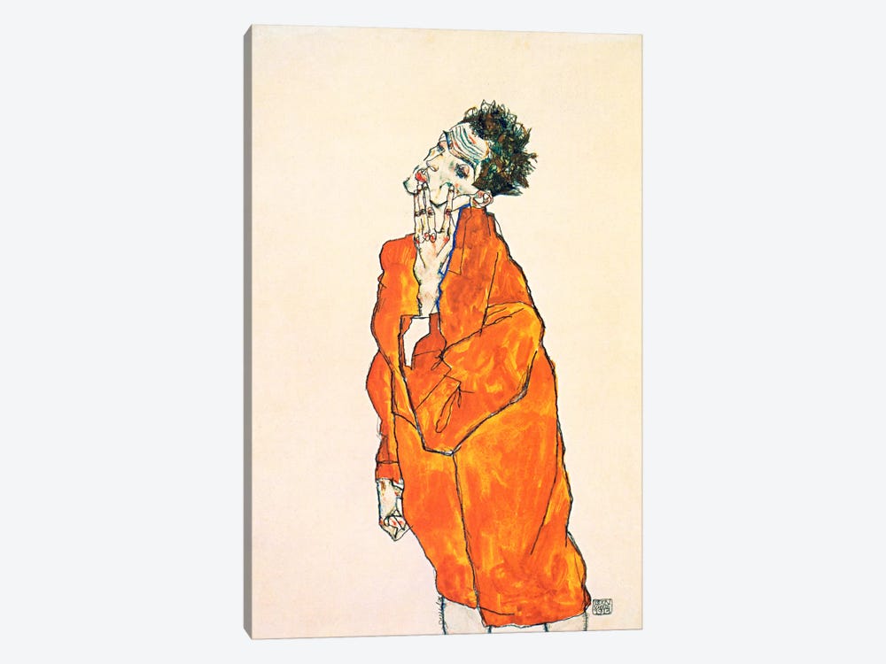 Self-Portrait in Orange Jacket 1-piece Canvas Art