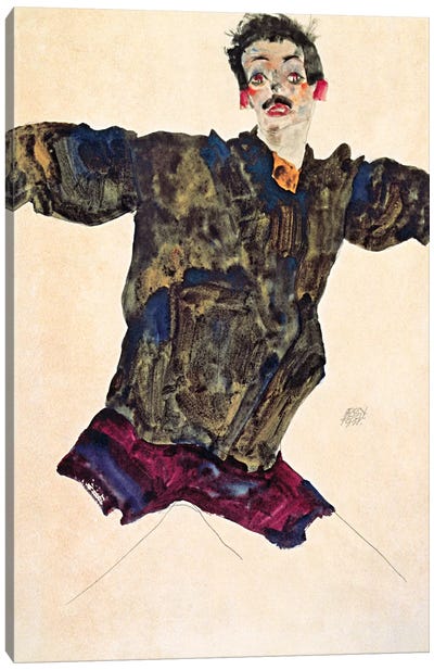 Self Portrait with Outstretched Arms Canvas Art Print - Egon Schiele