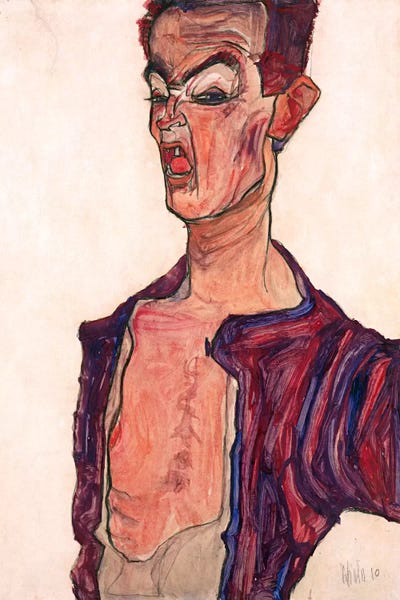 Self-Portrait, Grimacing by Egon Schiele acrylic art print