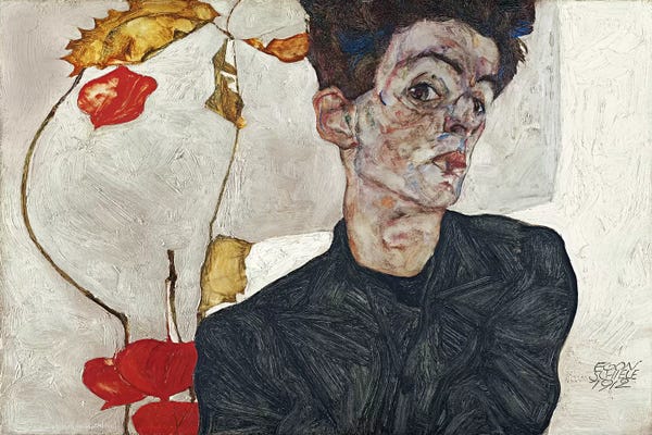 Expressionism: Self-Portrait with Physalis by Egon Schiele