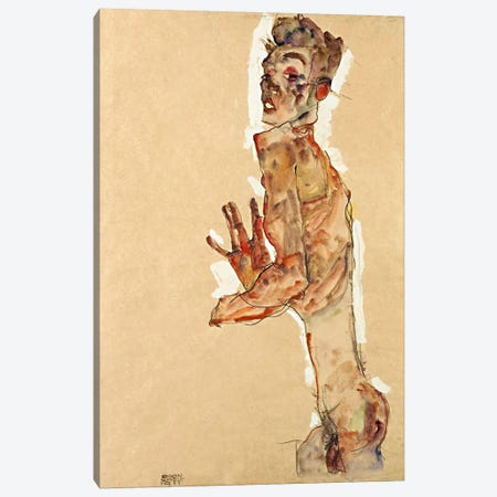 Self-Portrait with Splayed Fingers Canvas Print #8300} by Egon Schiele Art Print