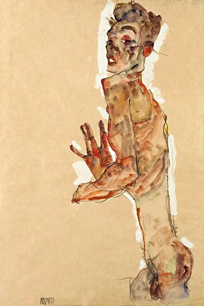 Expressionism: Self-Portrait with Splayed Fingers by Egon Schiele