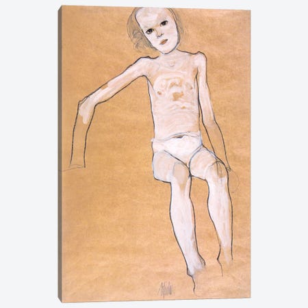 Seated Nude Girl II Canvas Print #8304} by Egon Schiele Canvas Wall Art
