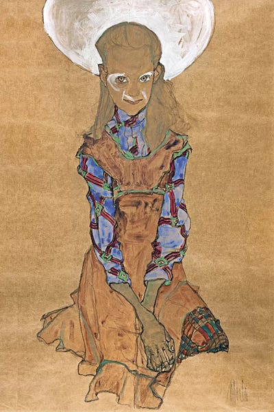 Expressionism: Seated Girl (Poldi Lodzinsky) by Egon Schiele
