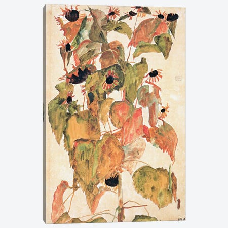 Sunflowers Canvas Print #8308} by Egon Schiele Canvas Art Print