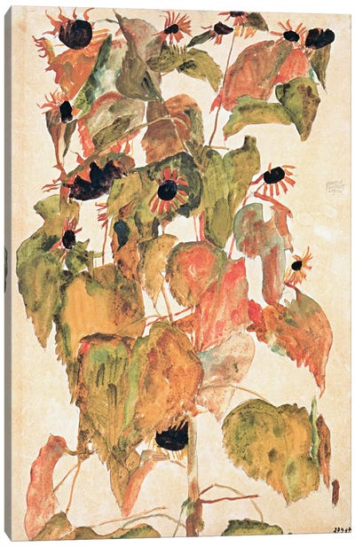 Sunflowers Canvas Art Print - Egon Schiele