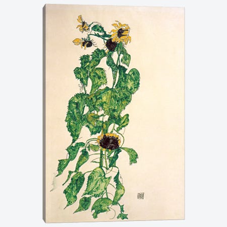 Sunflowers II Canvas Print #8309} by Egon Schiele Canvas Art Print