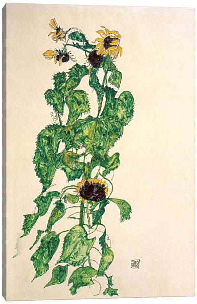 Sunflowers II Canvas Art Print - Egon Schiele