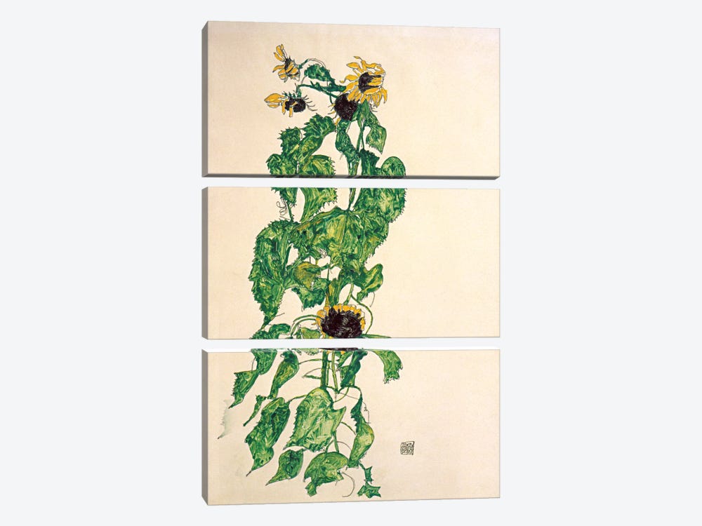 Sunflowers II by Egon Schiele 3-piece Canvas Artwork